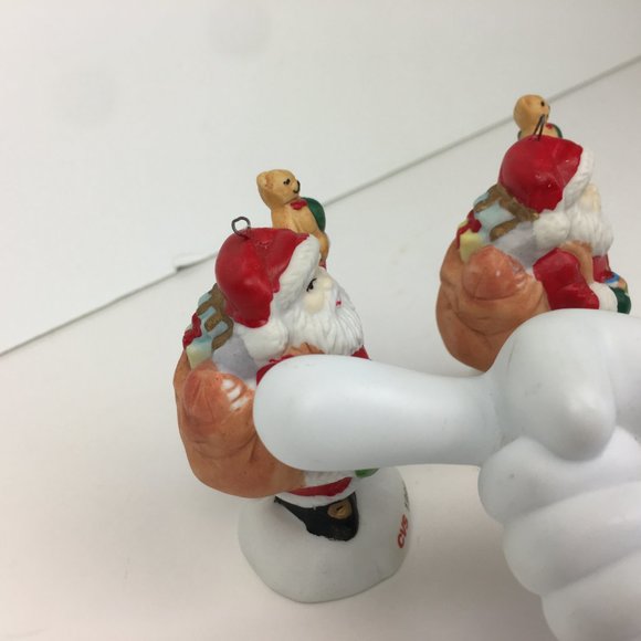 2 Vtg 1995 CVS Santa w Bear Christmas Holiday Ornaments Ceramic Collectible - Picture 10 of 10